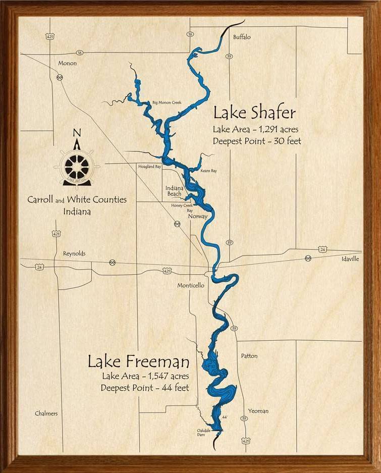 Lake Shafer Fishing Map Lake Shafer (With Lake Freeman) | Lakehouse Lifestyle