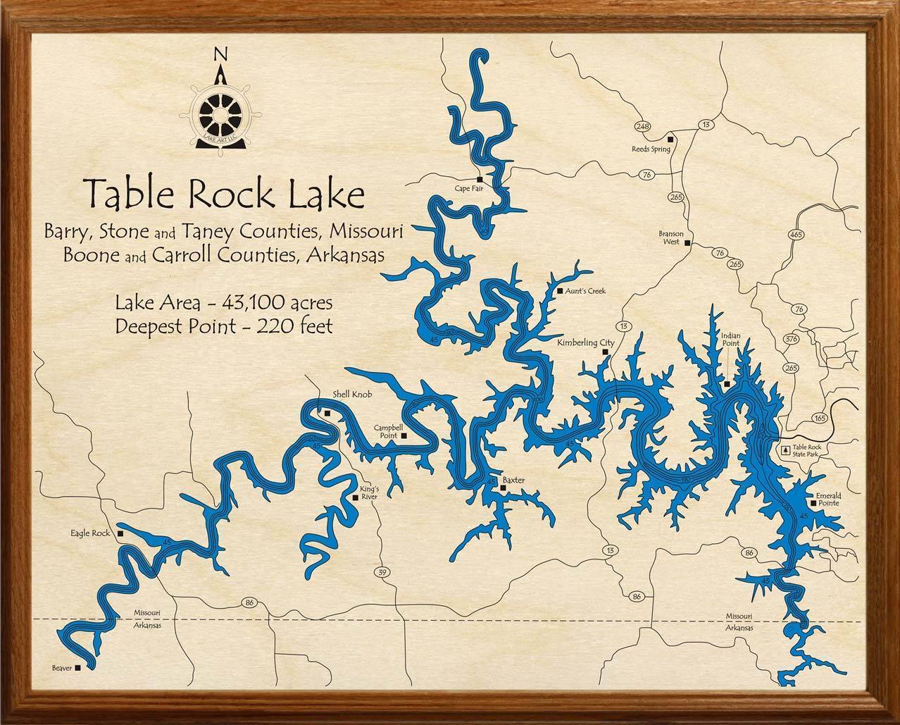 Table rock lake map